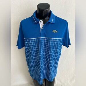 Lacoste Sport Shirt Men’s FR 6/US XL Blue Polyester Short Sleeve Polo READ*